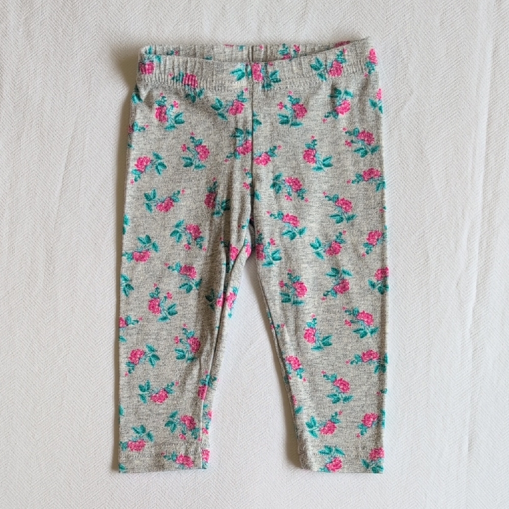 carter's floral gray leggings 3 months baby girl